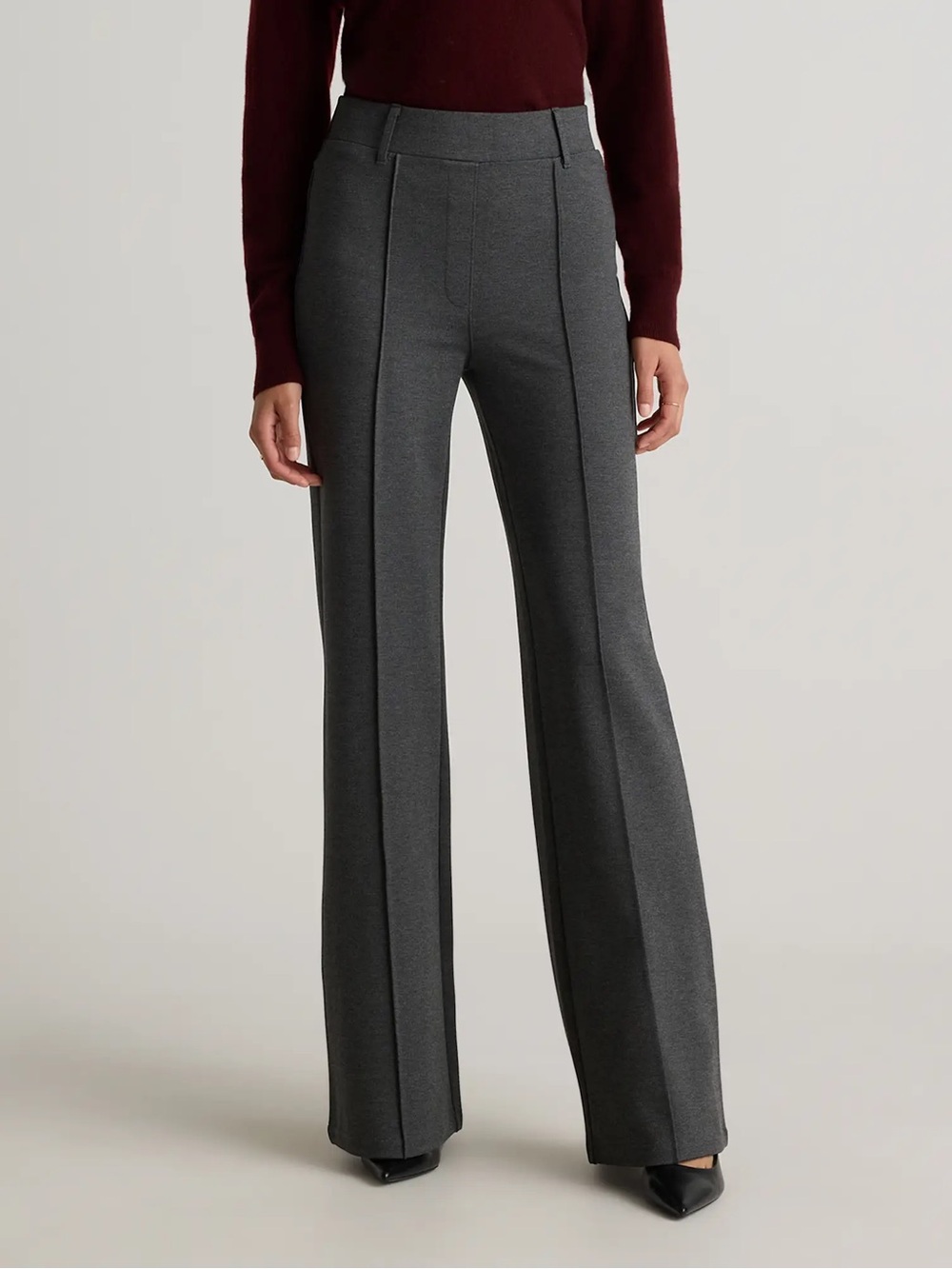 Quince Women's Charcoal Gray Boot-Cut Flare Pants